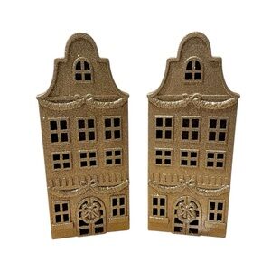 Wondershop Gold Glittered House Christmas Village Building - Set of 2